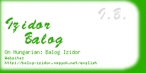 izidor balog business card